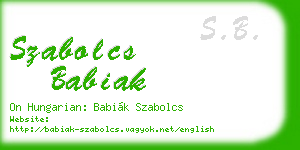 szabolcs babiak business card